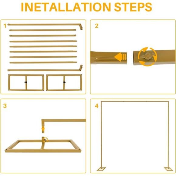 10FT x 10FT Square Backdrop Stand , Backdrop Stand Heavy Duty with Base (Gold) - Picture 4 of 7
